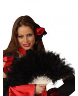 ABANICO DE PLUMAS NEGRO