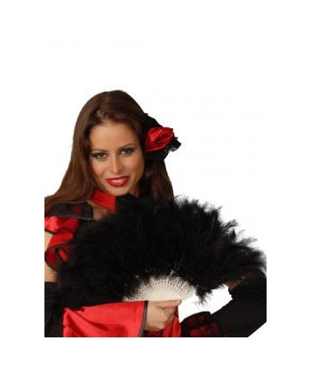 ABANICO DE PLUMAS NEGRO