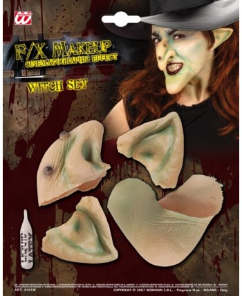 F/X SET BRUJA VERDE (NARIZ,MENTON Y PUNTAS OREJA)