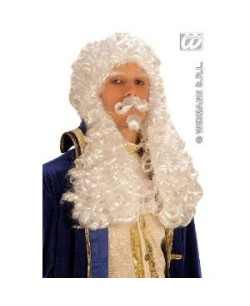 PELUCA JUEZ BLANCA CON BIGOTE Y PERILLA