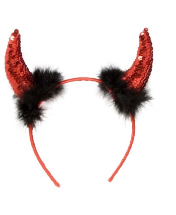 DIADEMA CUERNOS DE DIABLO LENTEJUELAS