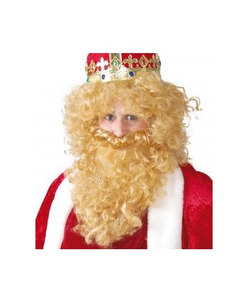 PELUCA Y BARBA REY MAGO RUBIA RIZADA
