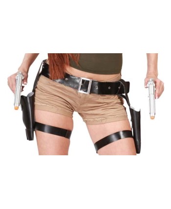 CARTUCHERAS DOBLES CON PISTOLAS POLICIA