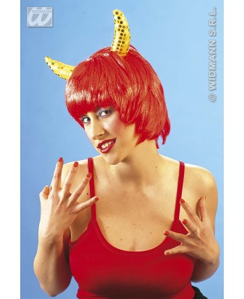 PELUCA DIABLESA CUERNOS LENTEJUELA