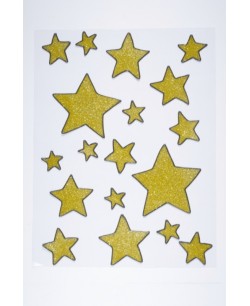 SET 18 ESTRELLAS CON GLITTER ORO