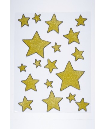 SET 18 ESTRELLAS CON GLITTER ORO