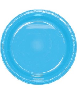 Plato Azul Caribe Pequeno de Plastico 10 Unidades