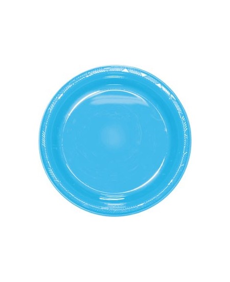 Plato Azul Caribe Pequeno de Plastico 10 Unidades