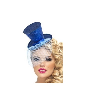 TOCADO CON BRILLANTINA AZUL Y VELO