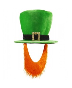 SOMBRERO VERDE ST. PATRICK CON BARBA NARANJA