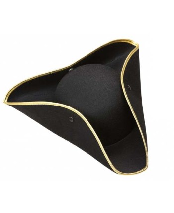 TRICORNIO NEGRO CON BORDE DORADO