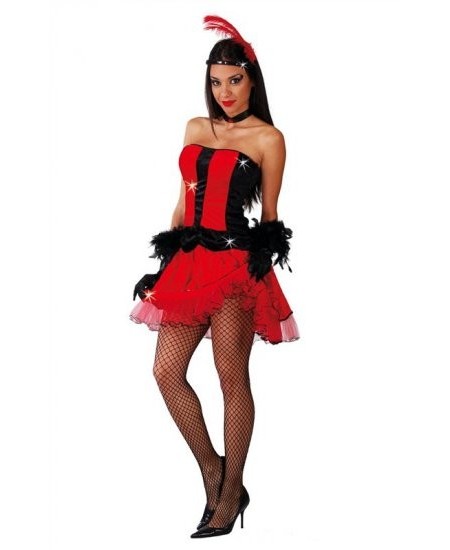 DISFRAZ DE CAN CAN VESTIDO CORTO ROJO PARA MUJER