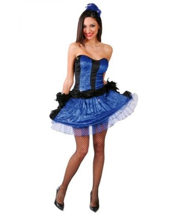 DISFRAZ DE CAN-CAN VESTIDO CORTO AZUL