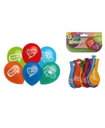 GLOBOS MENSAJES 10 UNIDADES