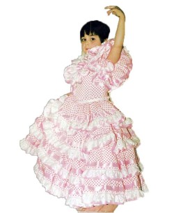 TRAJE DE SEVILLANA SIN CINTAS ROSA PARA NIÑA