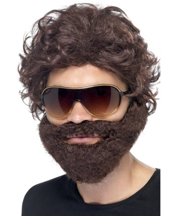 Peluca y barba marrón